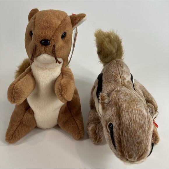 Ty Beanie Babies Bundle (2pcs) Chipper And Nuts - Picture 2 of 16